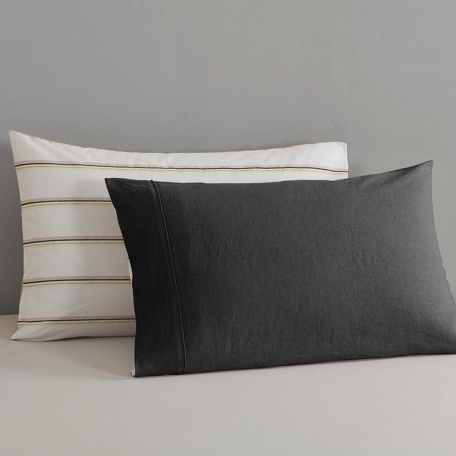 Royal Comfort Hemp Braid Cotton Blend Quilt Cover Set Reverse Stripe Bedding Charcoal Queen Deals499