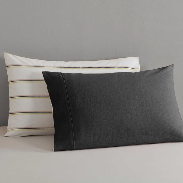 Royal Comfort Hemp Braid Cotton Blend Quilt Cover Set Reverse Stripe Bedding Charcoal Queen Deals499