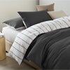 Royal Comfort Hemp Braid Cotton Blend Quilt Cover Set Reverse Stripe Bedding Charcoal Queen Deals499