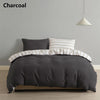 Royal Comfort Hemp Braid Cotton Blend Quilt Cover Set Reverse Stripe Bedding Charcoal Queen Deals499