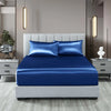 Royal Comfort Satin Sheet Set 3 Piece Fitted Sheet Pillowcase Soft - Queen - Navy Blue Deals499