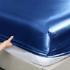 Royal Comfort Satin Sheet Set 3 Piece Fitted Sheet Pillowcase Soft - Queen - Navy Blue Deals499