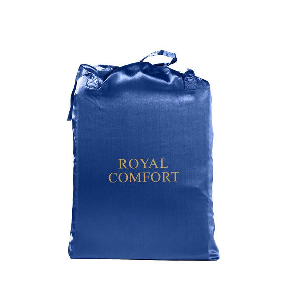 Royal Comfort Satin Sheet Set 3 Piece Fitted Sheet Pillowcase Soft - King - Navy Blue Deals499