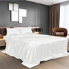 Royal Comfort Satin Sheet Set 4 Piece Fitted Flat Sheet Pillowcases - King - White Deals499