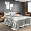 Royal Comfort Satin Sheet Set 4 Piece Fitted Flat Sheet Pillowcases - Queen - Silver Deals499