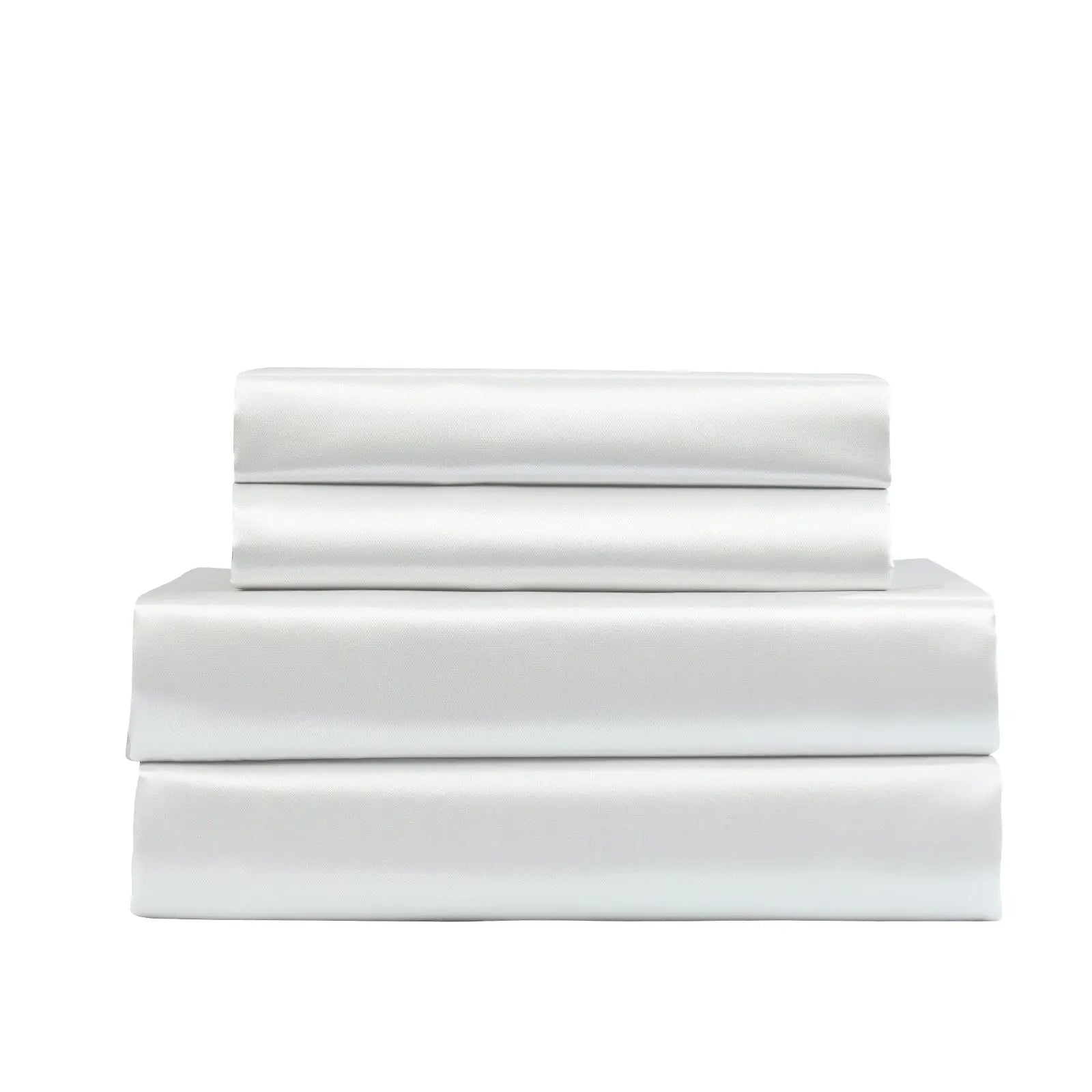Royal Comfort Satin Sheet Set 4 Piece Fitted Flat Sheet Pillowcases - Queen - Silver Deals499