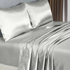 Royal Comfort Satin Sheet Set 4 Piece Fitted Flat Sheet Pillowcases - Queen - Silver Deals499