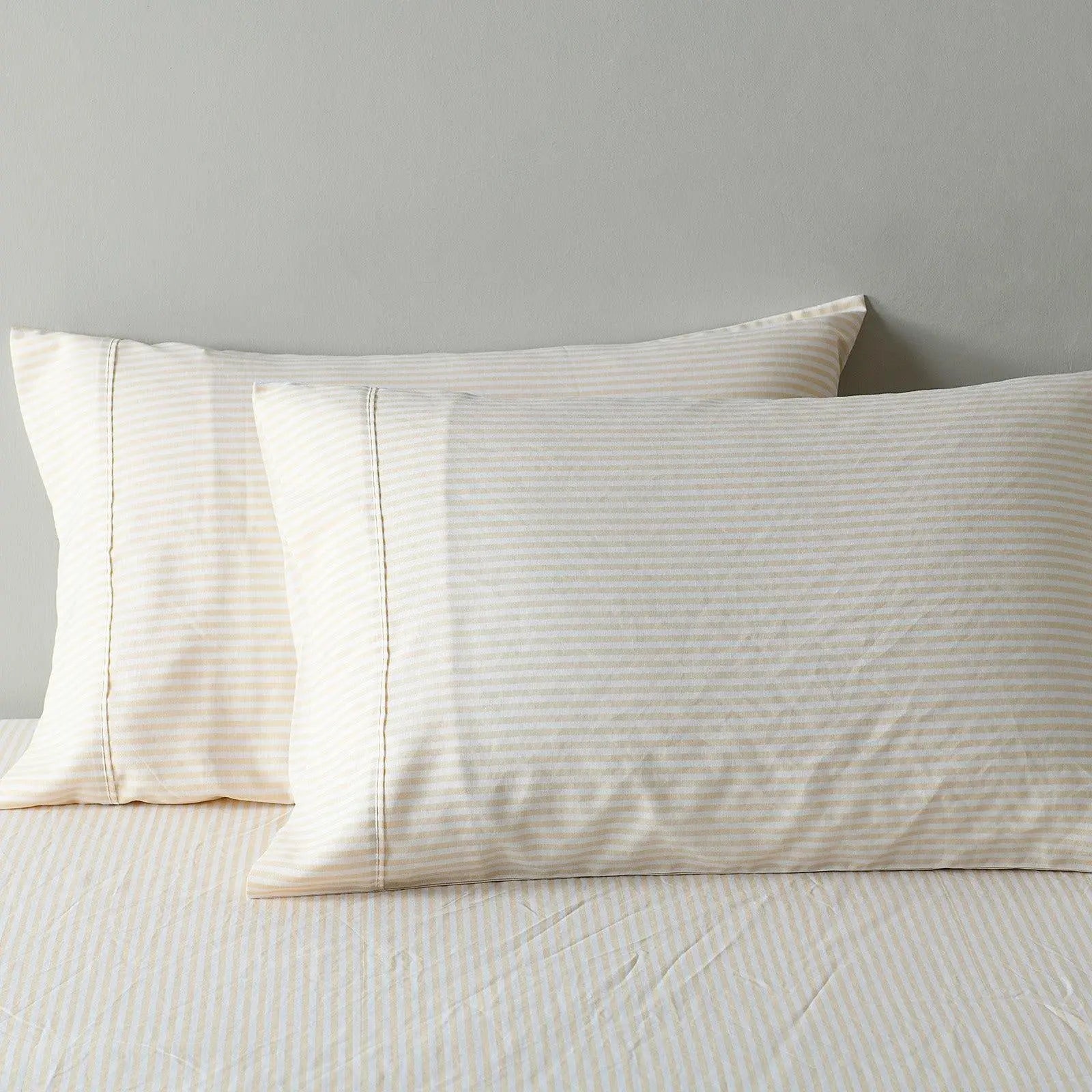 Royal Comfort Stripes Linen Blend Sheet Set Bedding Luxury Breathable Ultra Soft Beige Queen Deals499