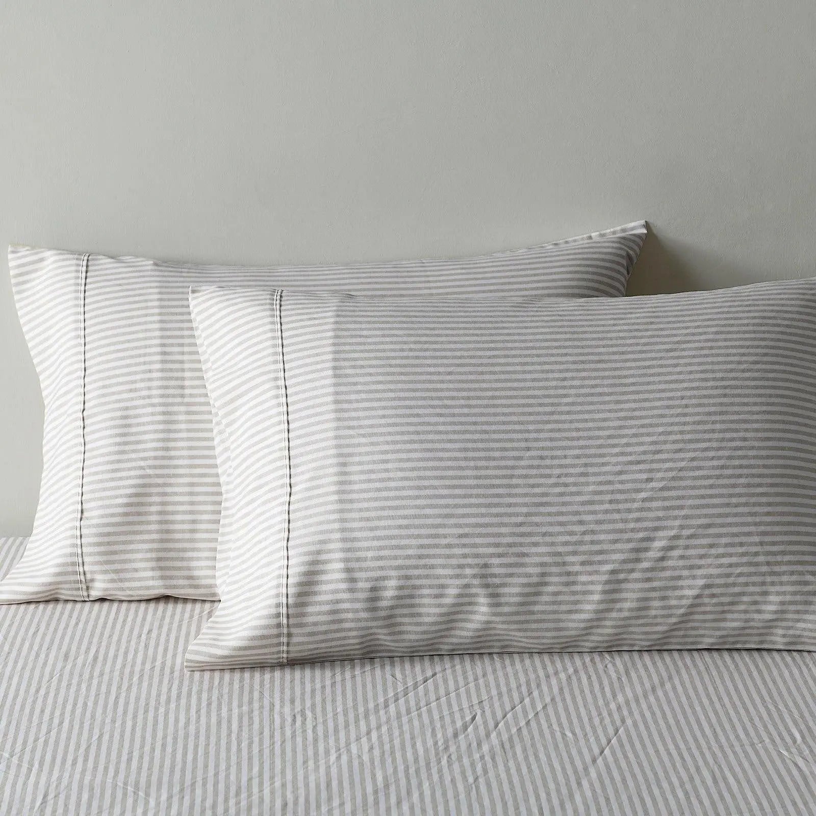 Royal Comfort Stripes Linen Blend Sheet Set Bedding Luxury Breathable Ultra Soft Grey Queen Deals499