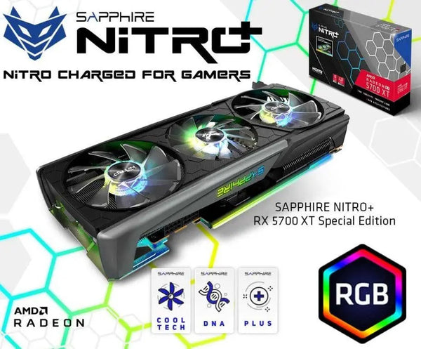 SAPPHIRE AMD RADEON NITRO+ RX 5700 XT 8GB GDDR6 DUAL HDMI / DUAL DP OC (UEFI) SPECIAL EDITION, 285W, 2.5 Slots, 3 ARGB Fans SAPPHIRE