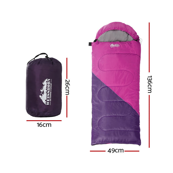 Weisshorn Sleeping Bag 136cm Kids Camping Hiking Winter Pink from Deals499 at Deals499