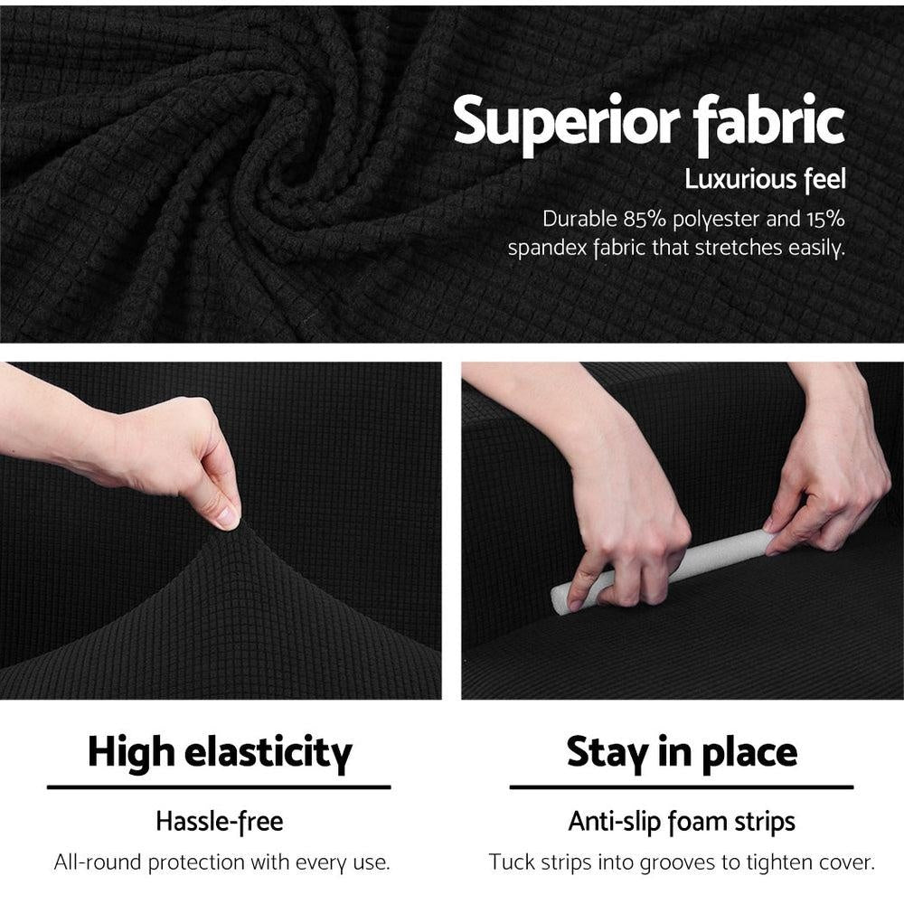Artiss High Stretch Sofa Cover Couch Lounge Protector Slipcovers 3 Seater Black Deals499