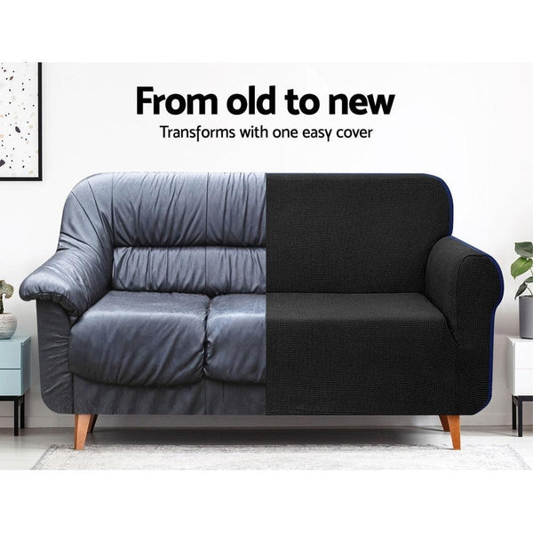 Artiss High Stretch Sofa Cover Couch Lounge Protector Slipcovers 3 Seater Black Deals499