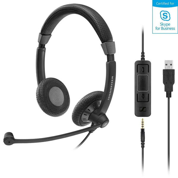 SENNHEISER I Sennheiser SC75 USB Stereo Headset, USB / 3.5mm Connections, Teams Certified, Noise Cancel Mic, Lightweight, 2 Yr Warranty SENNHEISER
