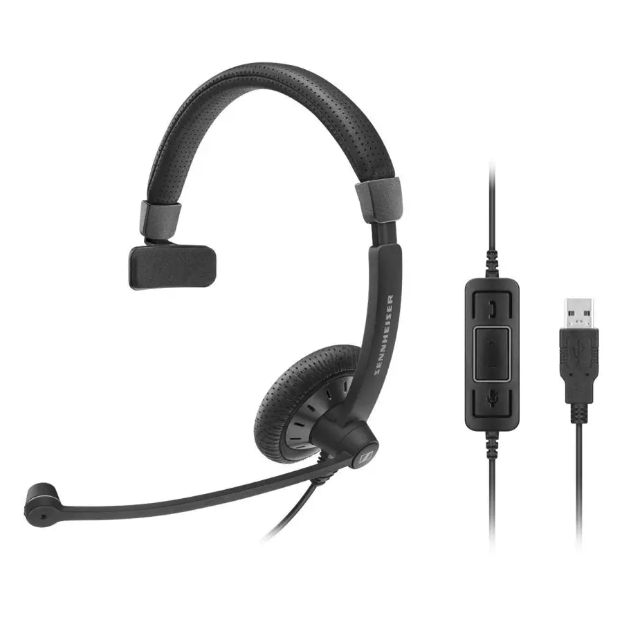 SENNHEISER SC40 USB Monaural Wideband Office headset, integrated call control, USB connect, Activegard protection, large ear pad, noise cancel mic, SENNHEISER