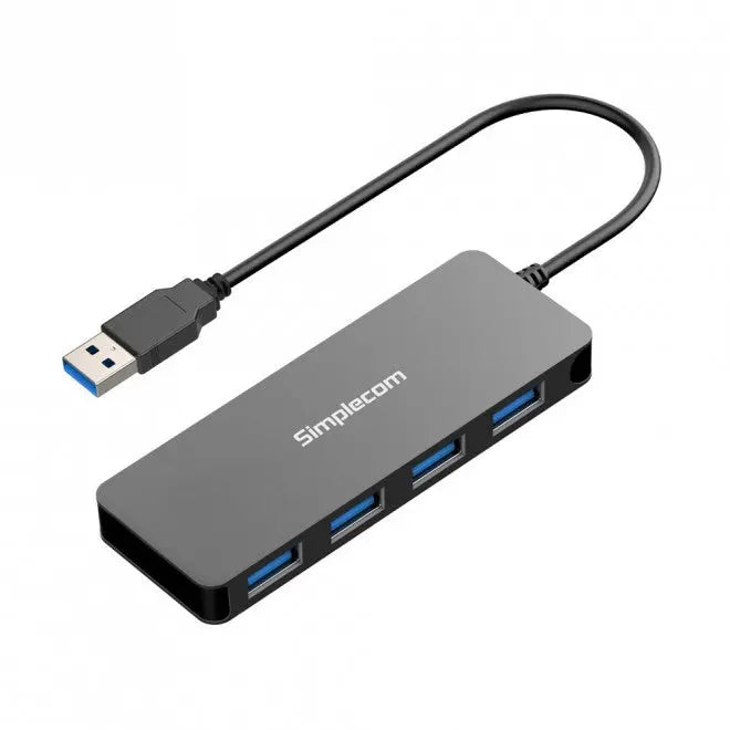 SIMPLECOM CH319 Ultra Slim Aluminium 4 Port USB 3.0 Hub for PC Mac Laptop - Black - UST-ACH124US - USMB-MB-U3H-01K - USMB-MB-HUB43ST SIMPLECOM