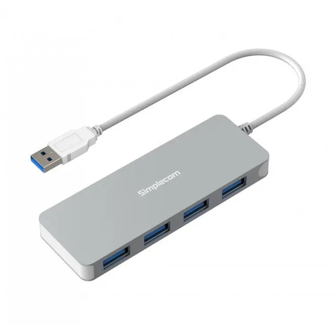 SIMPLECOM CH319 Ultra Slim Aluminium 4 Port USB 3.0 Hub for PC Mac Laptop - Silver - UST-ACH124US - USMB-MB-U3H-01K - USMB-MB-HUB43ST SIMPLECOM