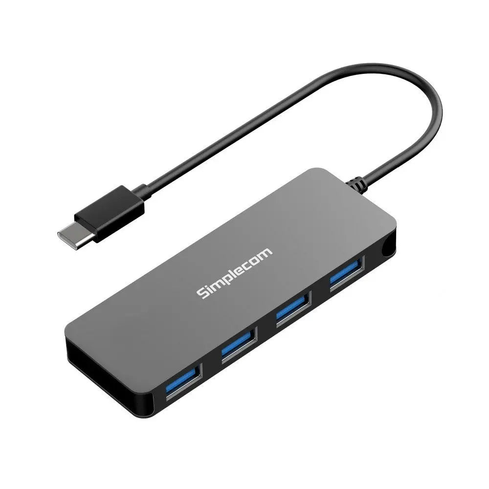SIMPLECOM CH320 Ultra Slim Aluminium USB 3.1 Type C to 4 Port USB 3.0 Hub - Black - USMB-MB-UCH-40 SIMPLECOM