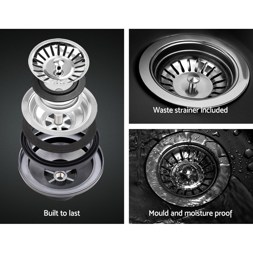 Cefito Stone Kitchen Sink 790X460MM Granite Under/Topmount Basin Double Bowl Black Deals499