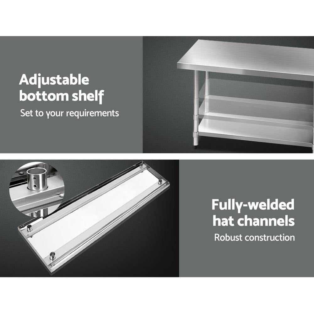 Cefito 1829 x 762mm Commercial Stainless Steel Kitchen Bench Deals499