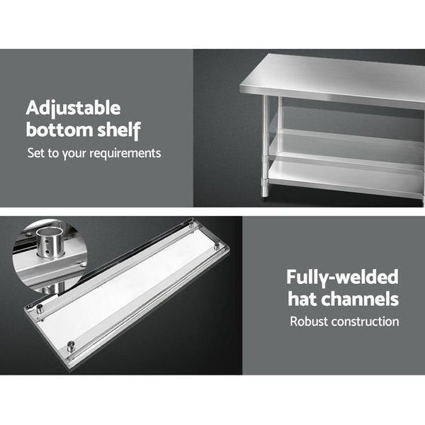 Cefito 1829 x 762mm Commercial Stainless Steel Kitchen Bench Deals499