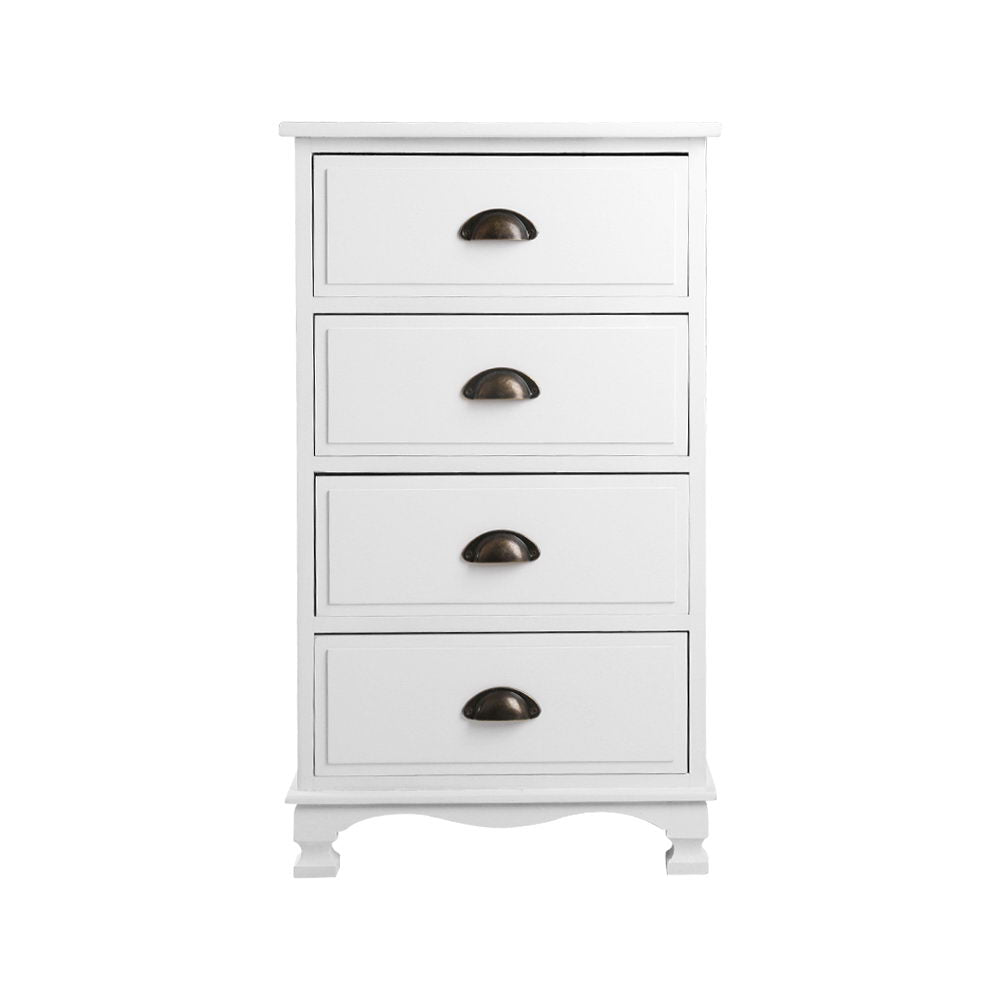 Artiss Vintage Bedside Table Chest 4 Drawers Storage Cabinet Nightstand White Deals499