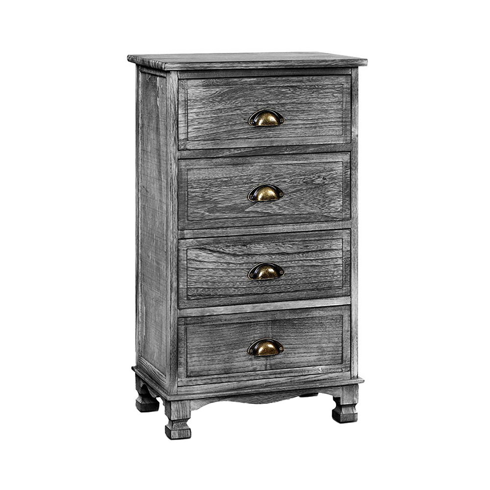 Artiss Bedside Tables Drawers Cabinet Vintage 4 Chest of Drawers Grey Nightstand Deals499