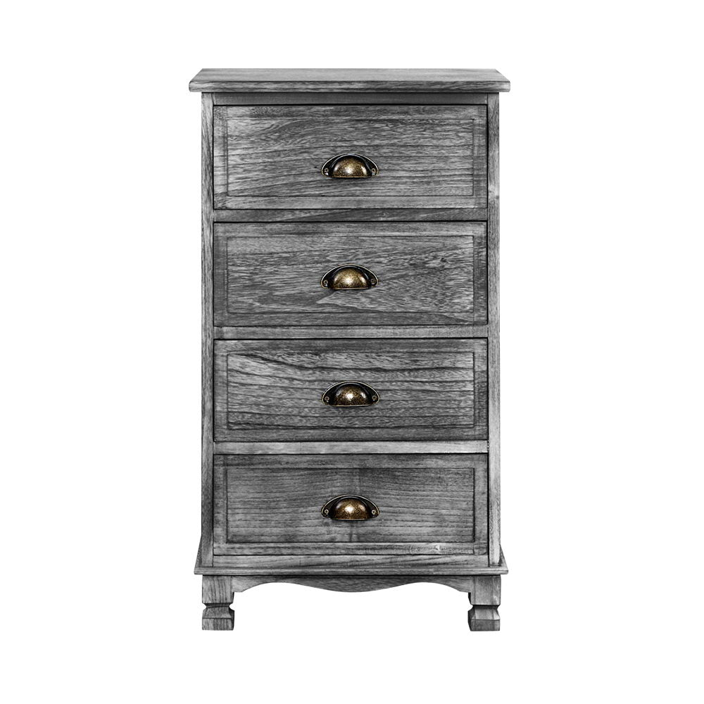 Artiss Bedside Tables Drawers Cabinet Vintage 4 Chest of Drawers Grey Nightstand Deals499