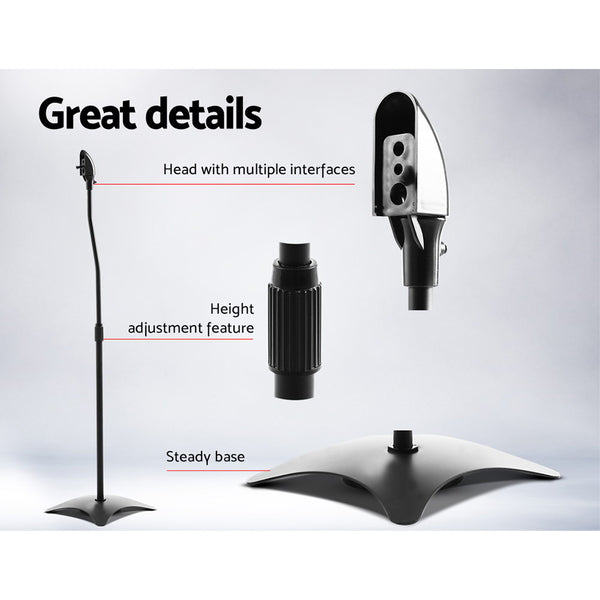 Set of 2 112CM Surround Sound Speaker Stand - Black Deals499