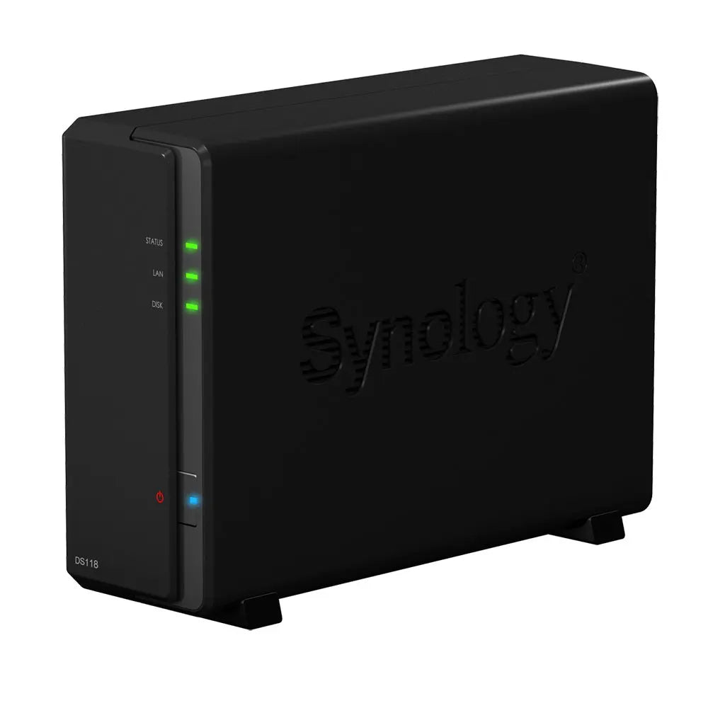 SYNOLOGY DiskStation DS118 1-Bay 3.5' Diskless 1xGbE NAS (Tower) (HMB), Realtek RTD1296 quad-core.64-bit 4-core 1.4, 1GB RAM, 2xUSB3 - 2 year Warranty SYNOLOGY