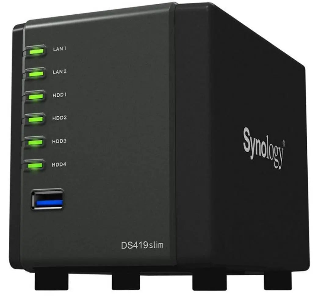 SYNOLOGY DiskStation DS419Slim 4-Bay 2.5' Diskless 2xGbE NAS (HMB), Marvell Armanda, 512MB RAM, 2xUSB 3.0 - 2.5' DRIVES ONLY! SYNOLOGY