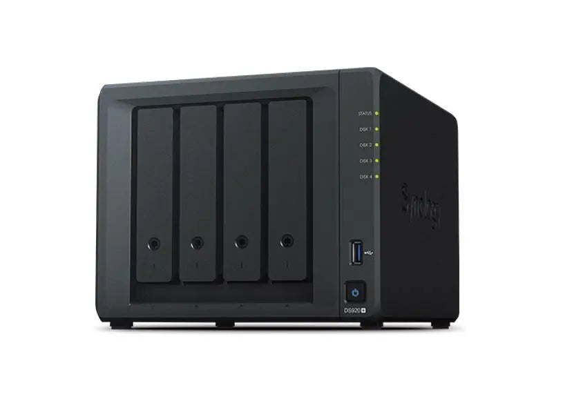 SYNOLOGY DiskStation DS920+ 4-Bay Intel Celeron J4125 64-bi 3.5' Diskless 2xGbE NAS (SMB) 2xUSB 3.0 Port SATA 4GB RAM - 3 year Wty SYNOLOGY