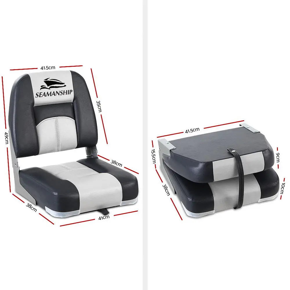 Seamanship 2X Folding Boat Seats Seat Marine Seating Set Swivels All Weather Deals499
