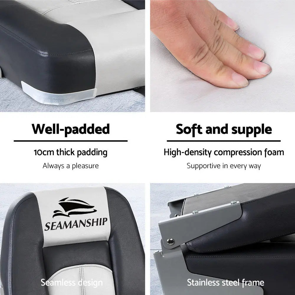 Seamanship 2X Folding Boat Seats Seat Marine Seating Set Swivels All Weather Deals499