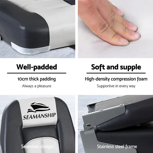 Seamanship 2X Folding Boat Seats Seat Marine Seating Set Swivels All Weather Deals499