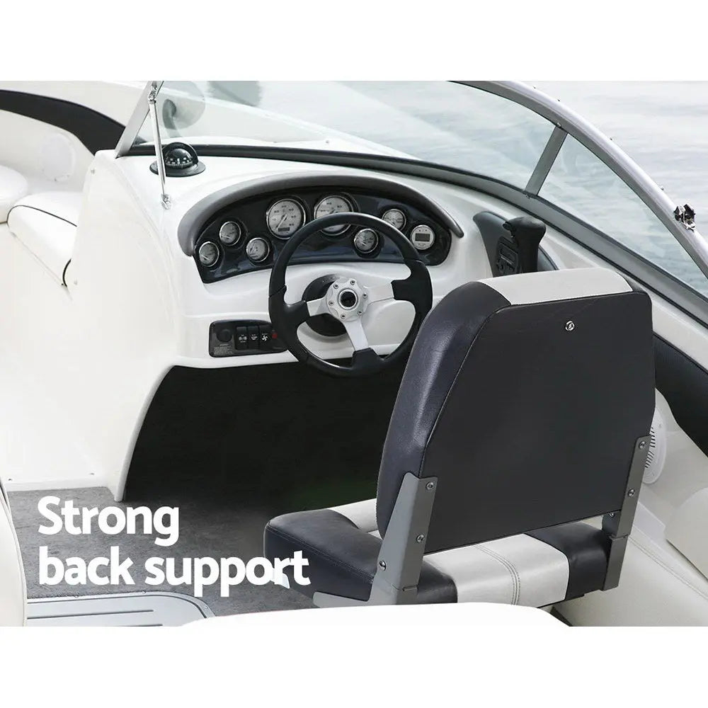 Seamanship 2X Folding Boat Seats Seat Marine Seating Set Swivels All Weather Deals499