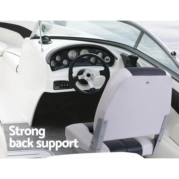 Seamanship Set of 2 Folding Boat Seats Seat Marine Seating Set Swivels All Weather Charcoal & Grey Deals499