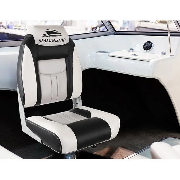 Seamanship Set of 2 Folding Swivel Boat Seats - Grey & Black Deals499