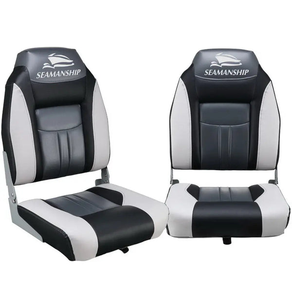Seamanship Set of 2 Folding Swivel Boat Seats - Grey & Black Deals499