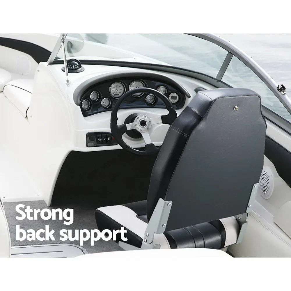 Seamanship Set of 2 Folding Swivel Boat Seats - Grey & Black Deals499