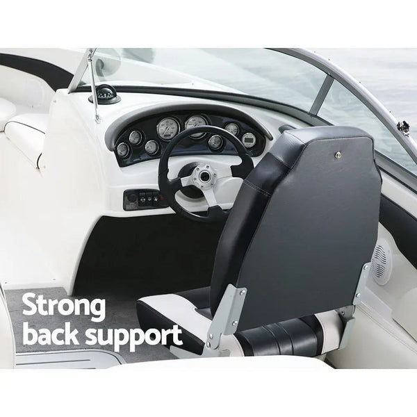 Seamanship Set of 2 Folding Swivel Boat Seats - Grey & Black Deals499