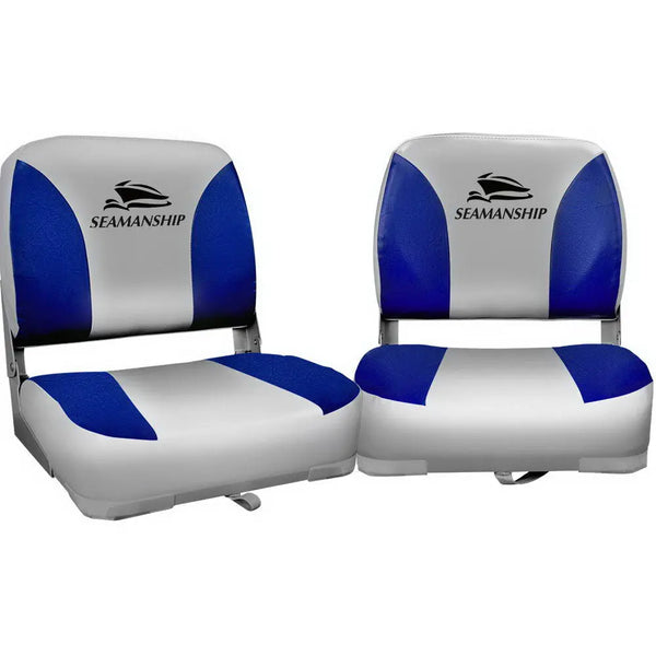 Seamanship Set of 2 Folding Swivel Boat Seats - Grey & Blue Deals499