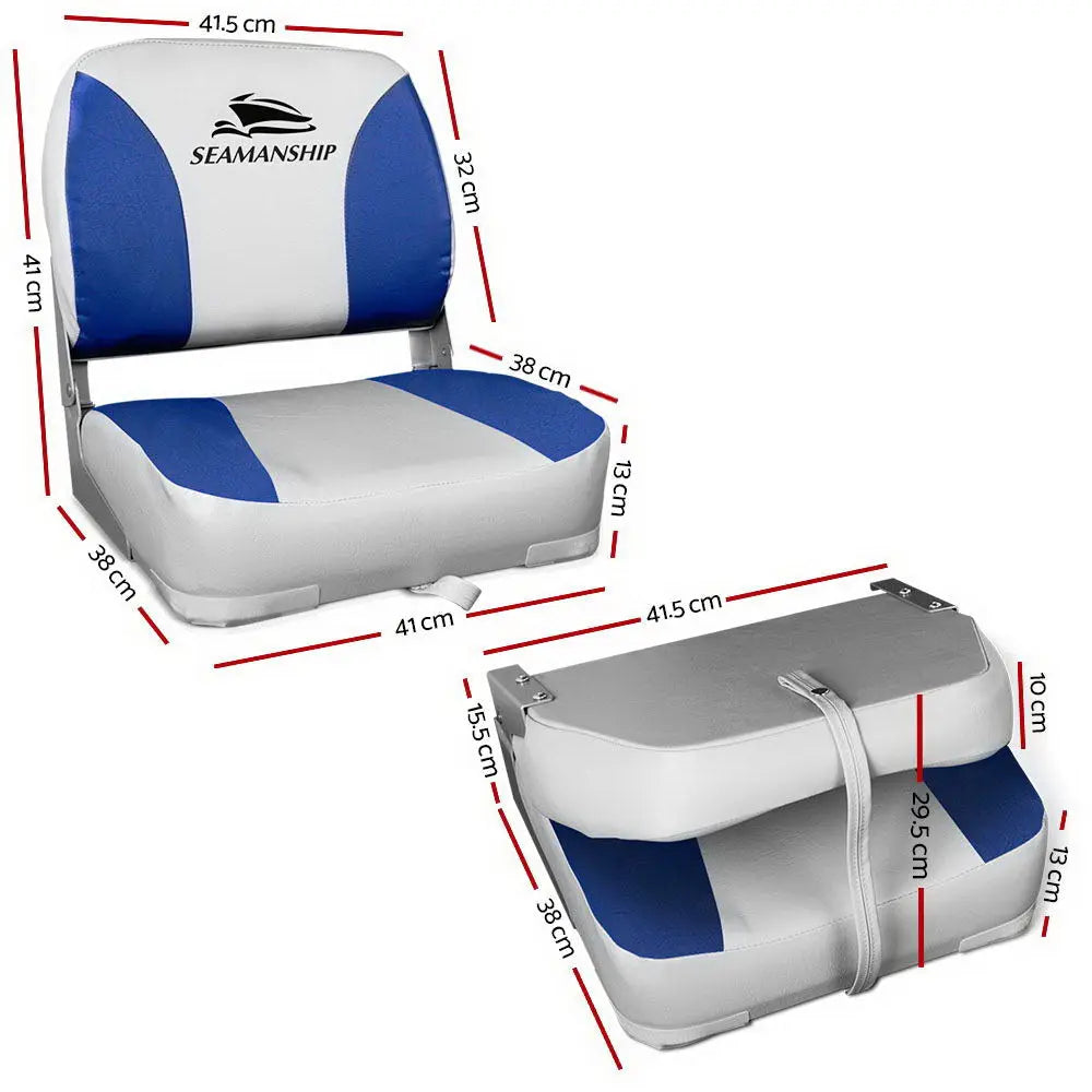Seamanship Set of 2 Folding Swivel Boat Seats - Grey & Blue Deals499