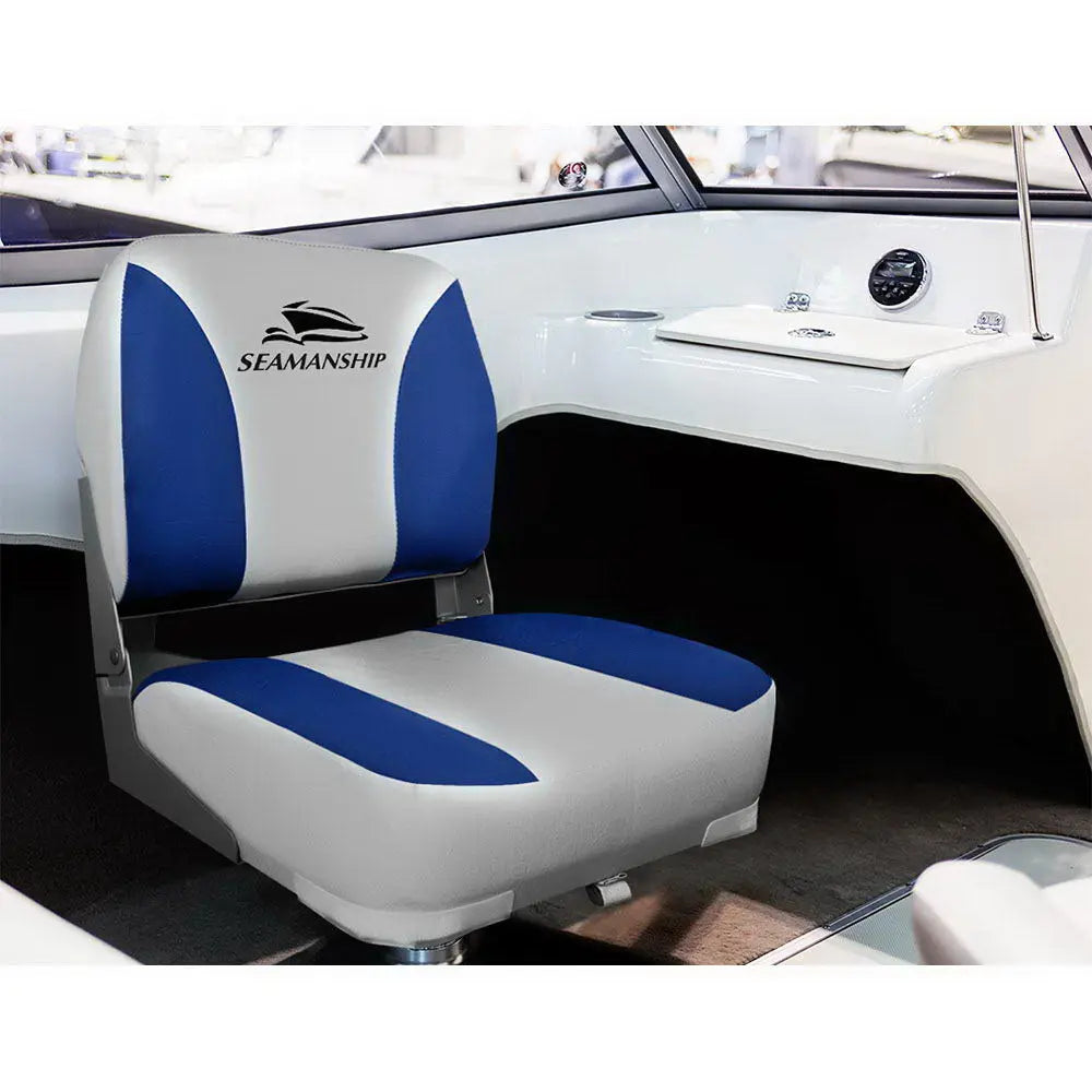Seamanship Set of 2 Folding Swivel Boat Seats - Grey & Blue Deals499