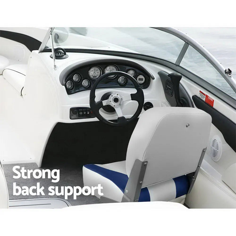 Seamanship Set of 2 Folding Swivel Boat Seats - Grey & Blue Deals499