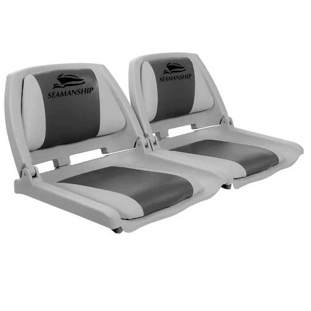 Seamanship Set of 2 Folding Swivel Boat Seats - Grey & Charcoal Deals499