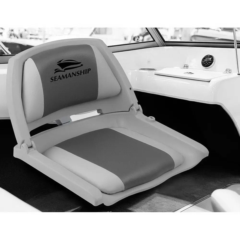 Seamanship Set of 2 Folding Swivel Boat Seats - Grey & Charcoal Deals499