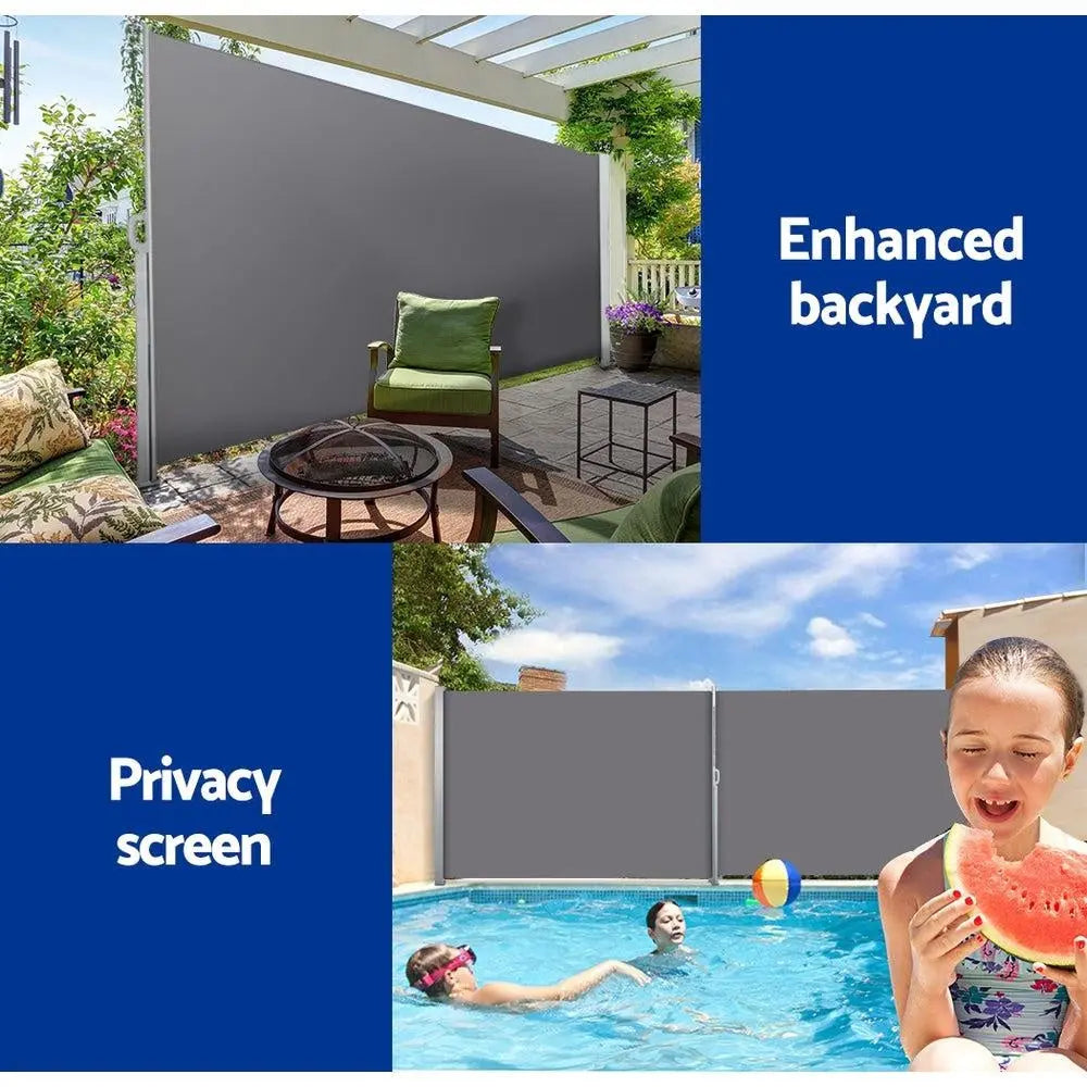 Set of 2 Instahut Side Awning Sun Shade Outdoor Blinds Retractable Screen 2X3M GR Deals499