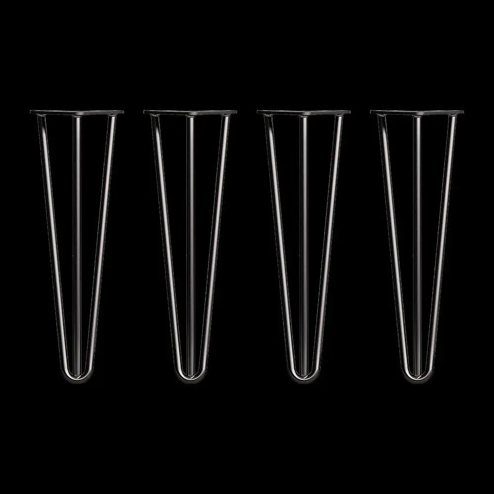 Set of 4 Industrial 3 - Rod Retro Hairpin Table Legs 12mm Steel Bench Desk - 41cm Black Deals499