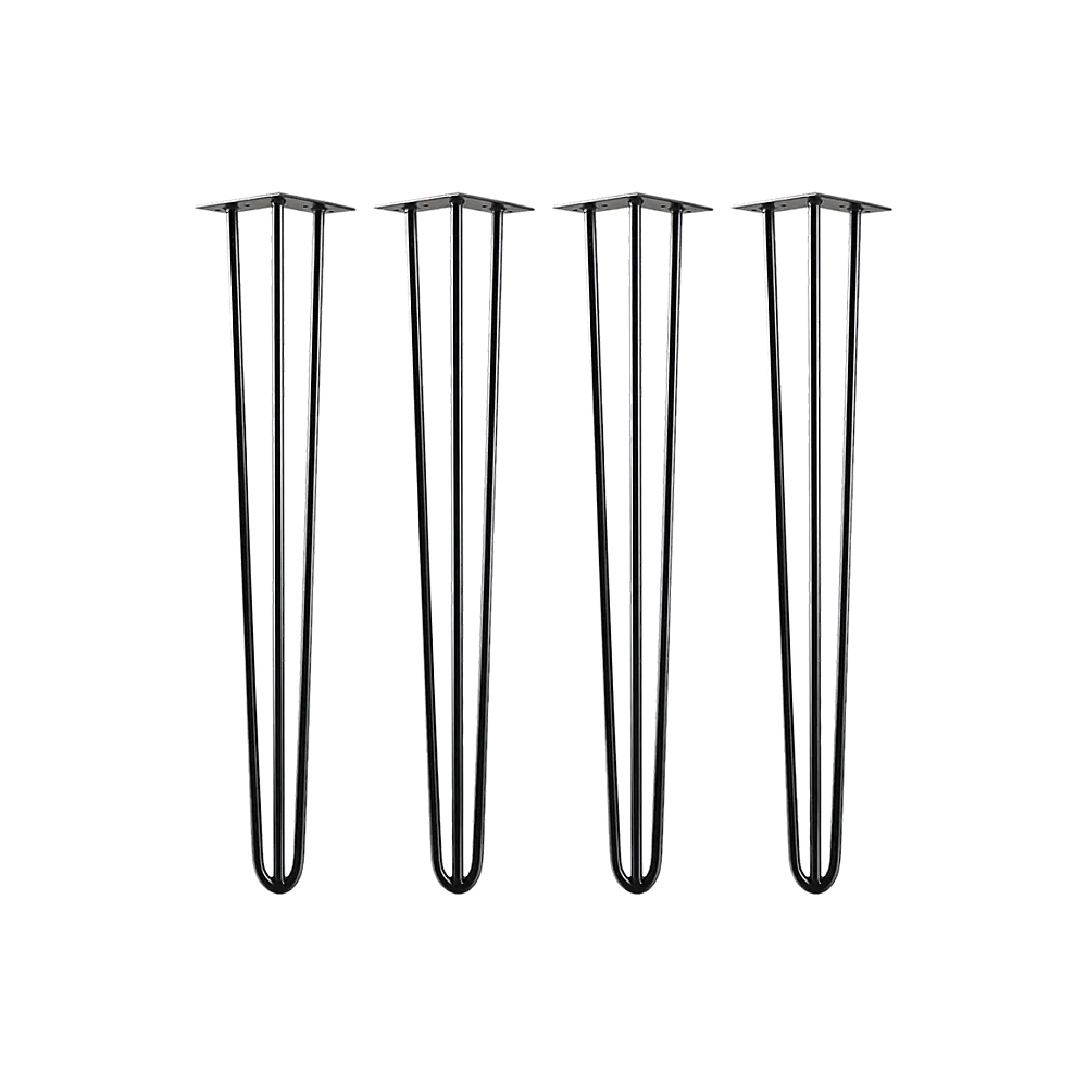 Set of 4 Industrial 3 - Rod Retro Hairpin Table Legs 12mm Steel Bench Desk - 71cm Black Deals499